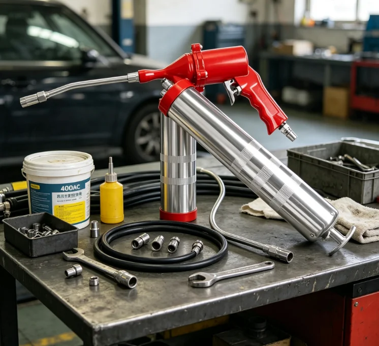 Manual High Pressure Grease Gun Single & Double Pressure Rod Labor-Saving Greaser for Excavator Forklift Maintenance