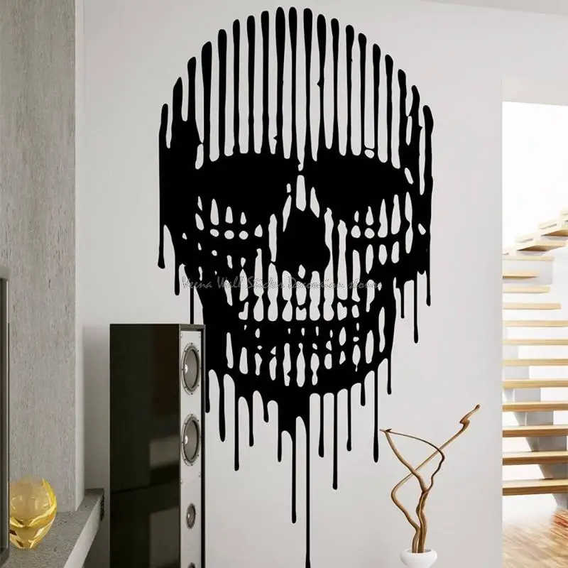 Skull Drip Line Ink Splash Paint Bone Horror Wall Stickers Military Gamers Home Entertainment Venue Decorative Stickers Mural
