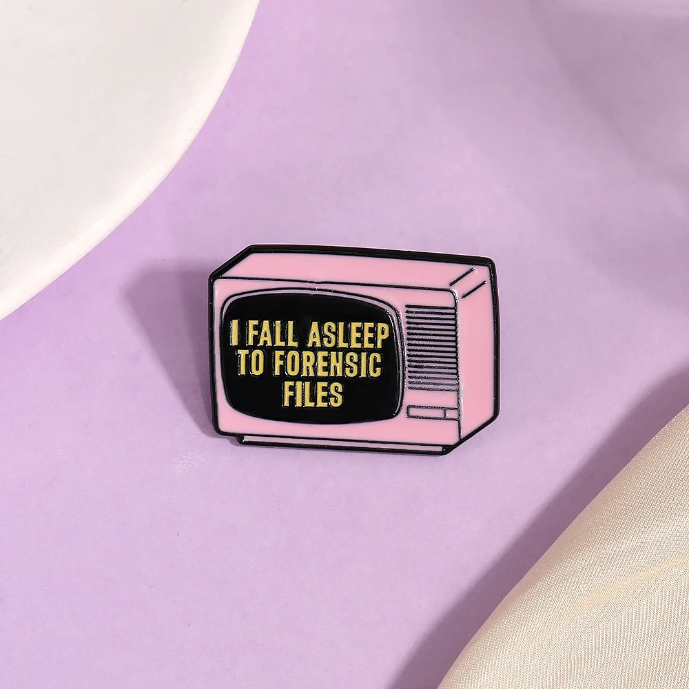 رسالة I Fall Sleep إلى الملفات الشرعية دبابيس المينا دبابيس على شكل تلفزيون وردي عتيق