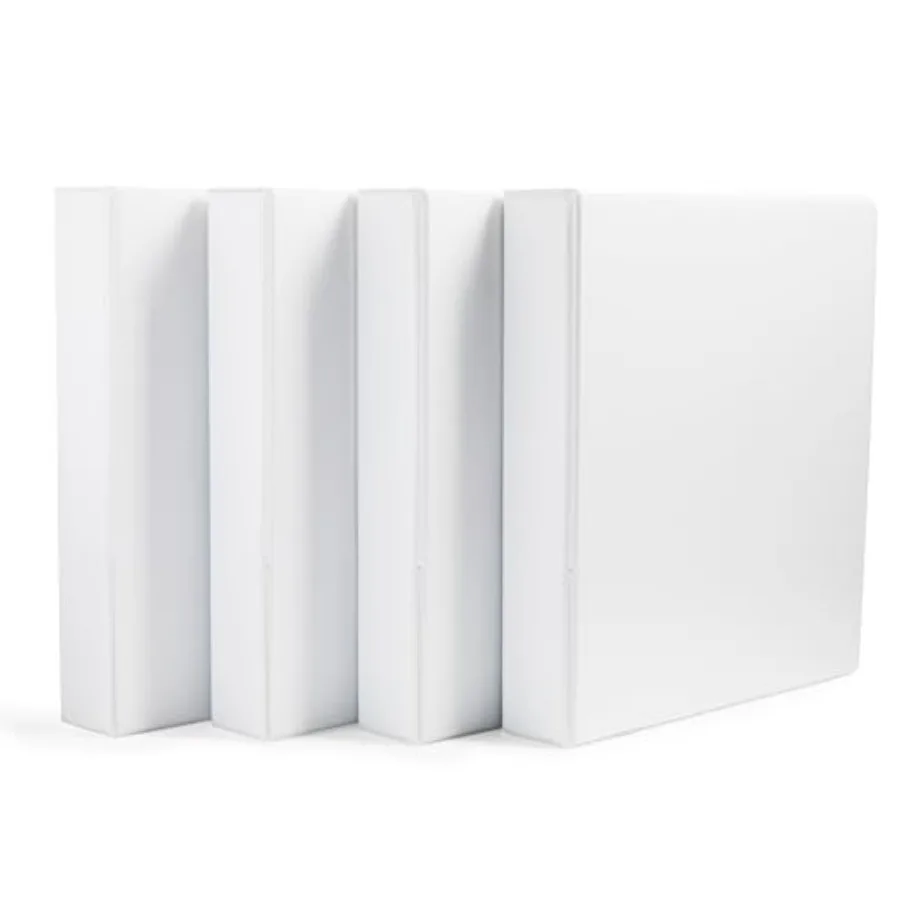 

3 Ring Binders, 1.5 Inch D-Ring Organizer for School, Home Office, White, 4 Pack