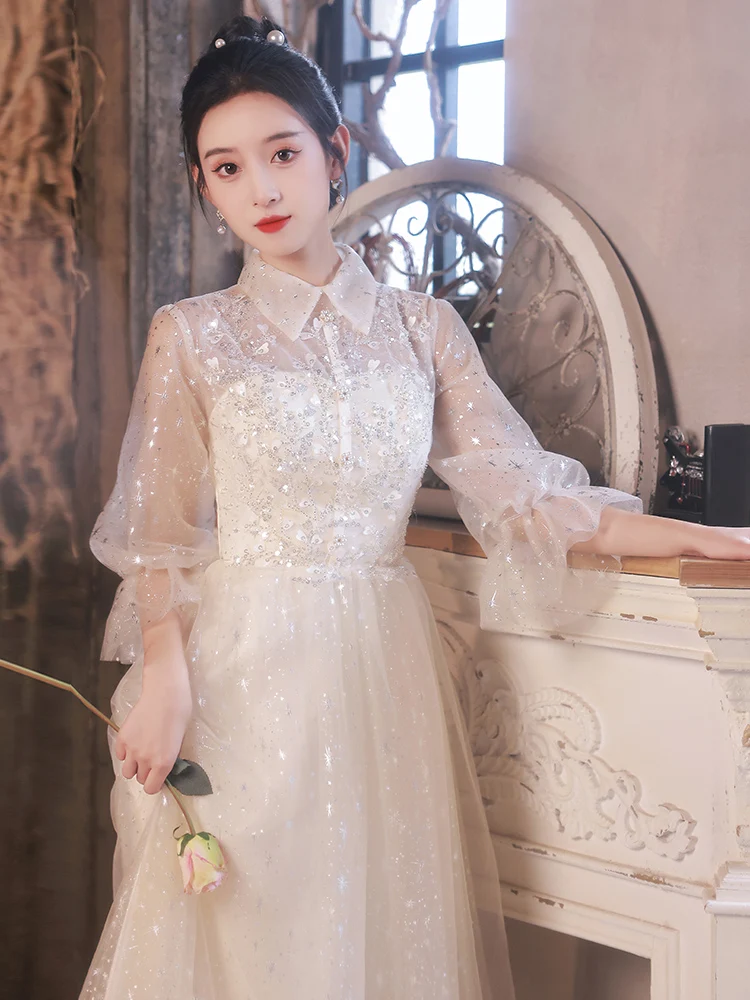 

Ele Chinese Sle aduation Evening Gown Women's Host Dr Luxury mat Adult Ceremony Wedding Par Dr