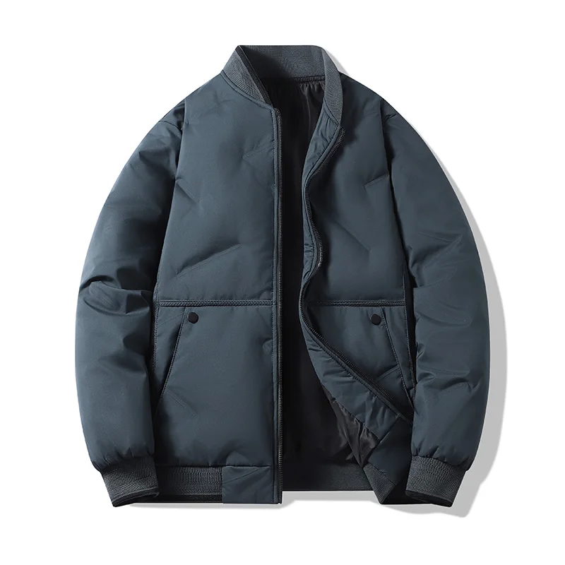 

Men's Stand Collar Thick Warm Parkas Casual Zipper Youth Coat Outwear 4XL 5XL