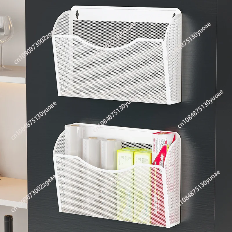 Magnetic refrigerator shelf wall hanging non-punching dual-purpose side hanger plastic wrap storage kitchen supplies storage box