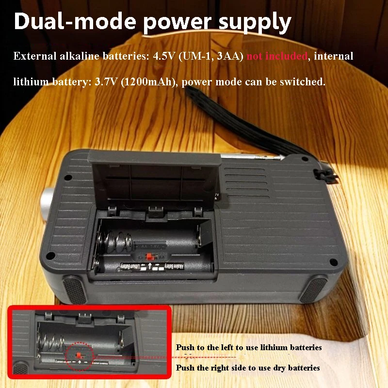 راديو FM AM محمول عالي الحساسية جهاز استقبال الراديو سماعة لاسلكية تعمل بالبلوتوث المتكلم مع مقبس سماعات الرأس 3.5 ملم/مصباح يدوي