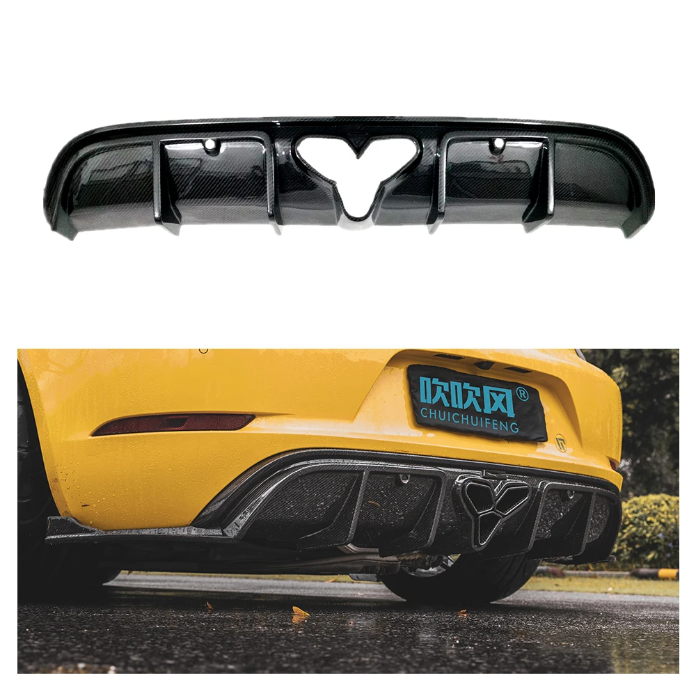 High Quality  Real Car Data Development Dry Carbon Fiber Rear Bumper Lip rear spoiler diffuser For Porsche 718 2016- 2023