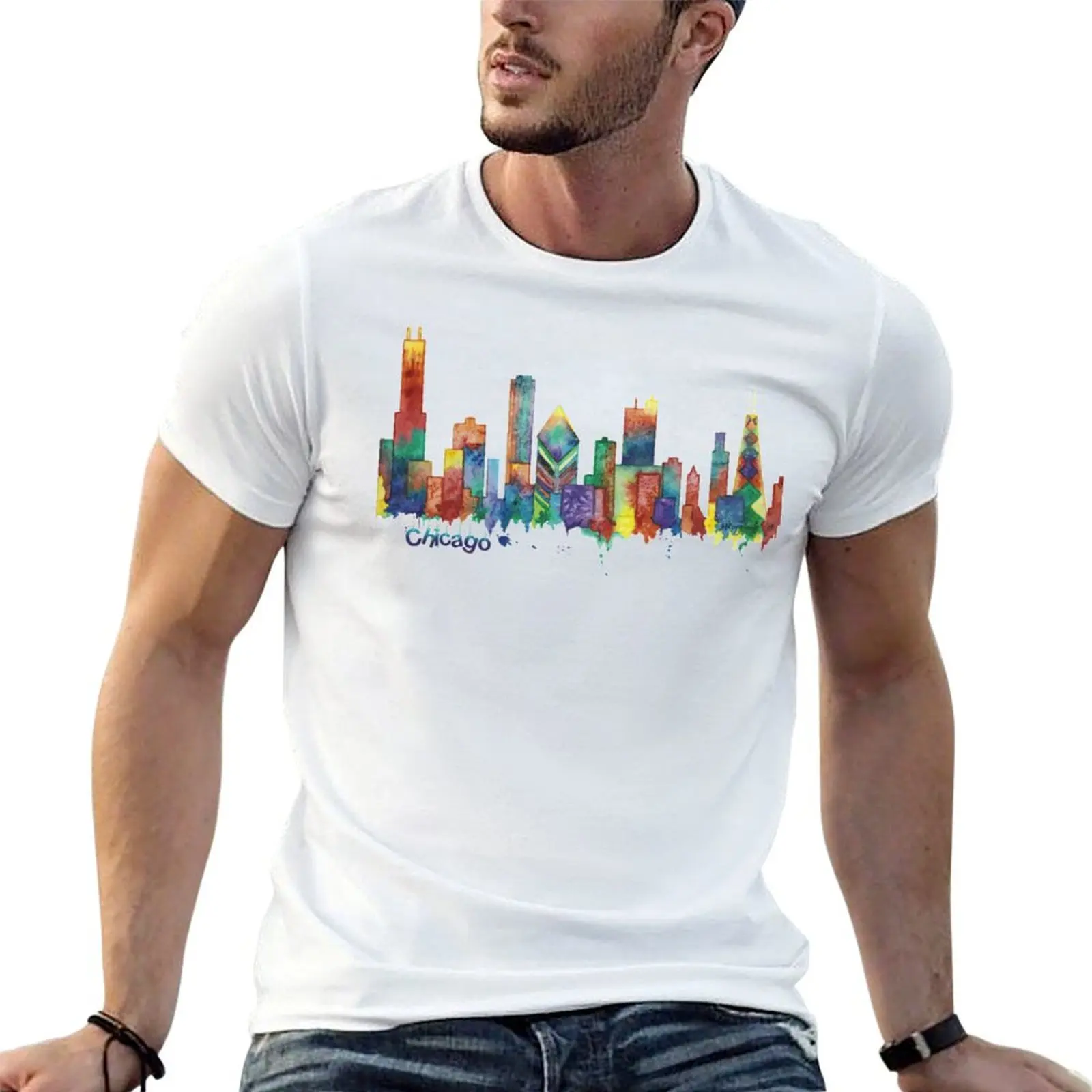 

for splatter t T-Shirt shirts series, man funny man cotton Chicago, t watercolor shirts