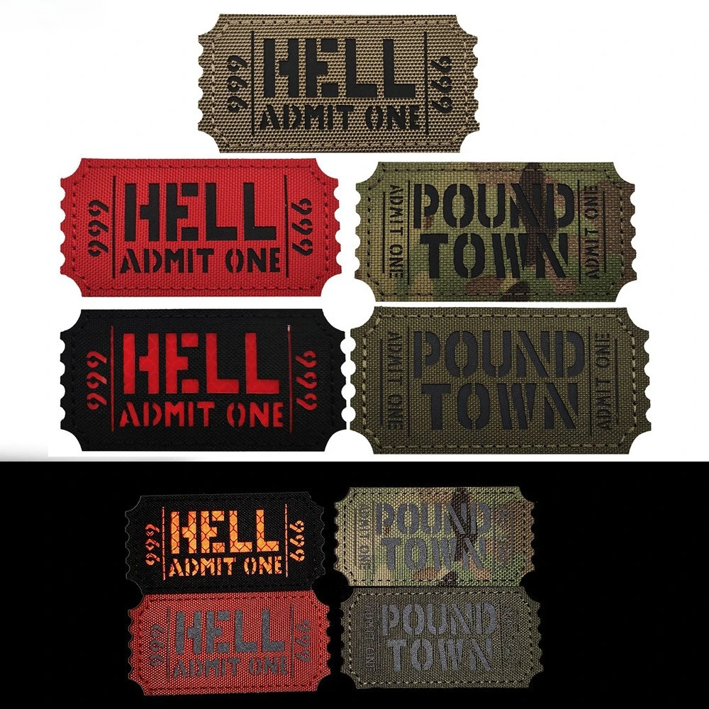 Parche táctico con diseño boleto de infierno, velcro y corte láser - imagen 3