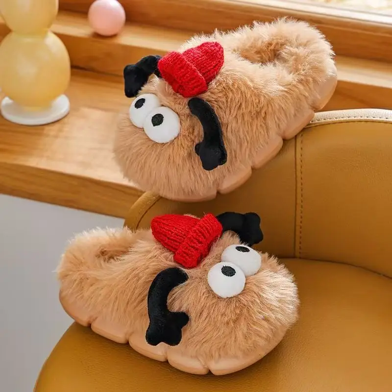 Kinder Cartoon Baotou Baumwolle Hausschuhe Winter Neue Mädchen Und Jungen Weiche sohle Nicht Slip Plüsch Warm Halten Hause Schöne Flauschige Hausschuhe