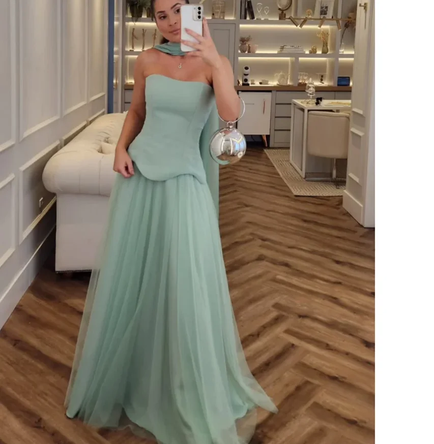 

Simple Prom Dress Long Evening Party Dress Floor Length Sweep Train Formal Woman Prom Gown Customized Classic Style Mermaid
