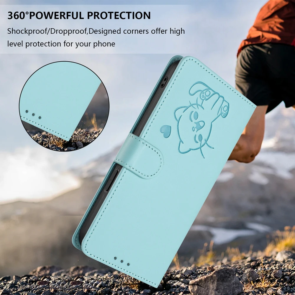 حافظة هاتف جلدية لهاتف Funda Samung Galaxy A10 A10S A20E A20 A20S A21S A30 A30S A40 A50S A50 A70 حافظة ثلاثية الأبعاد غطاء قلاب لطيف على شكل قطة