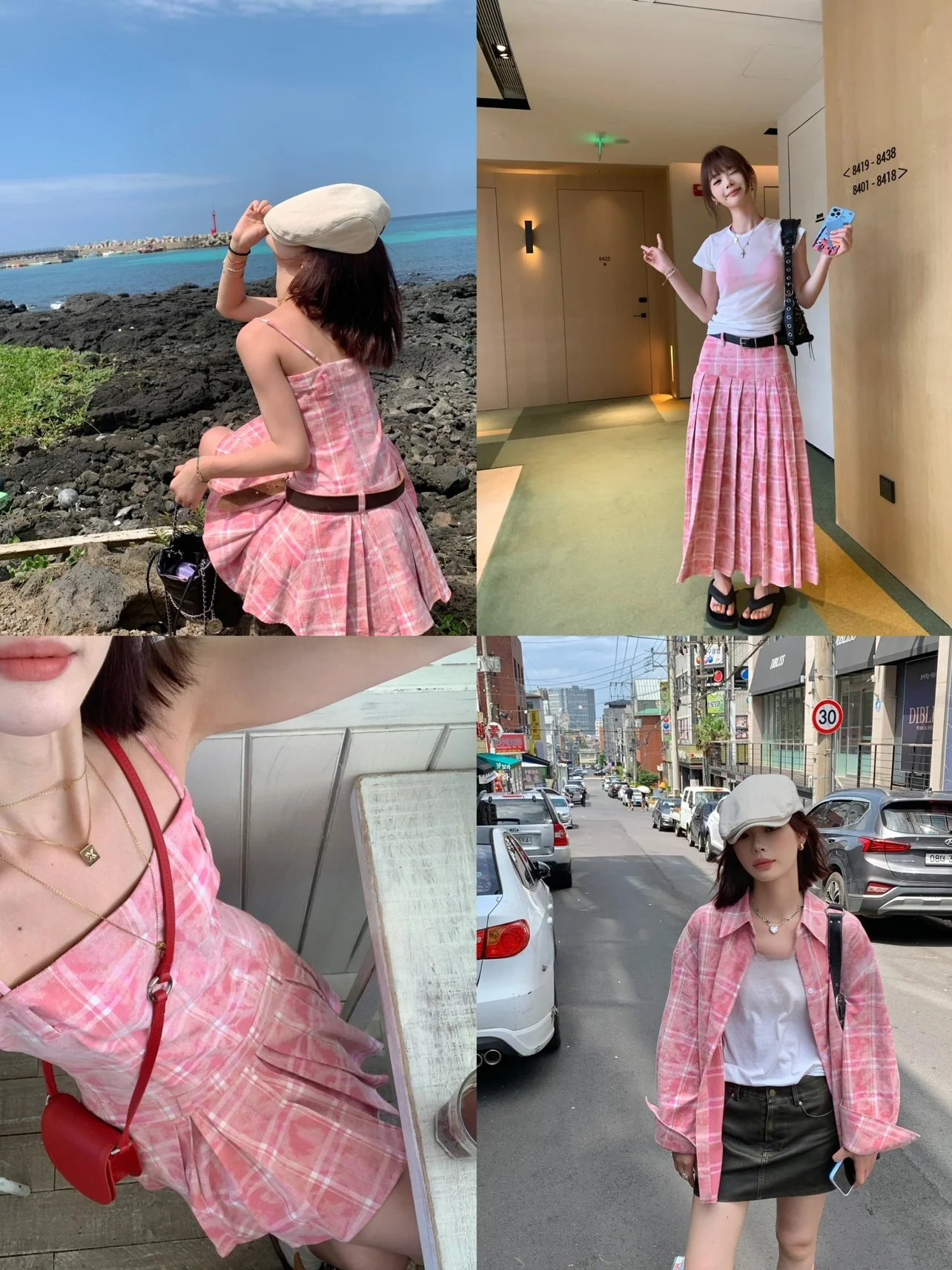 

Удобное платье-рубашка в клетку с клубничным принтом, воротником-стойкой, длинными рукавами, А-силуэта, миди, для молодых женщин