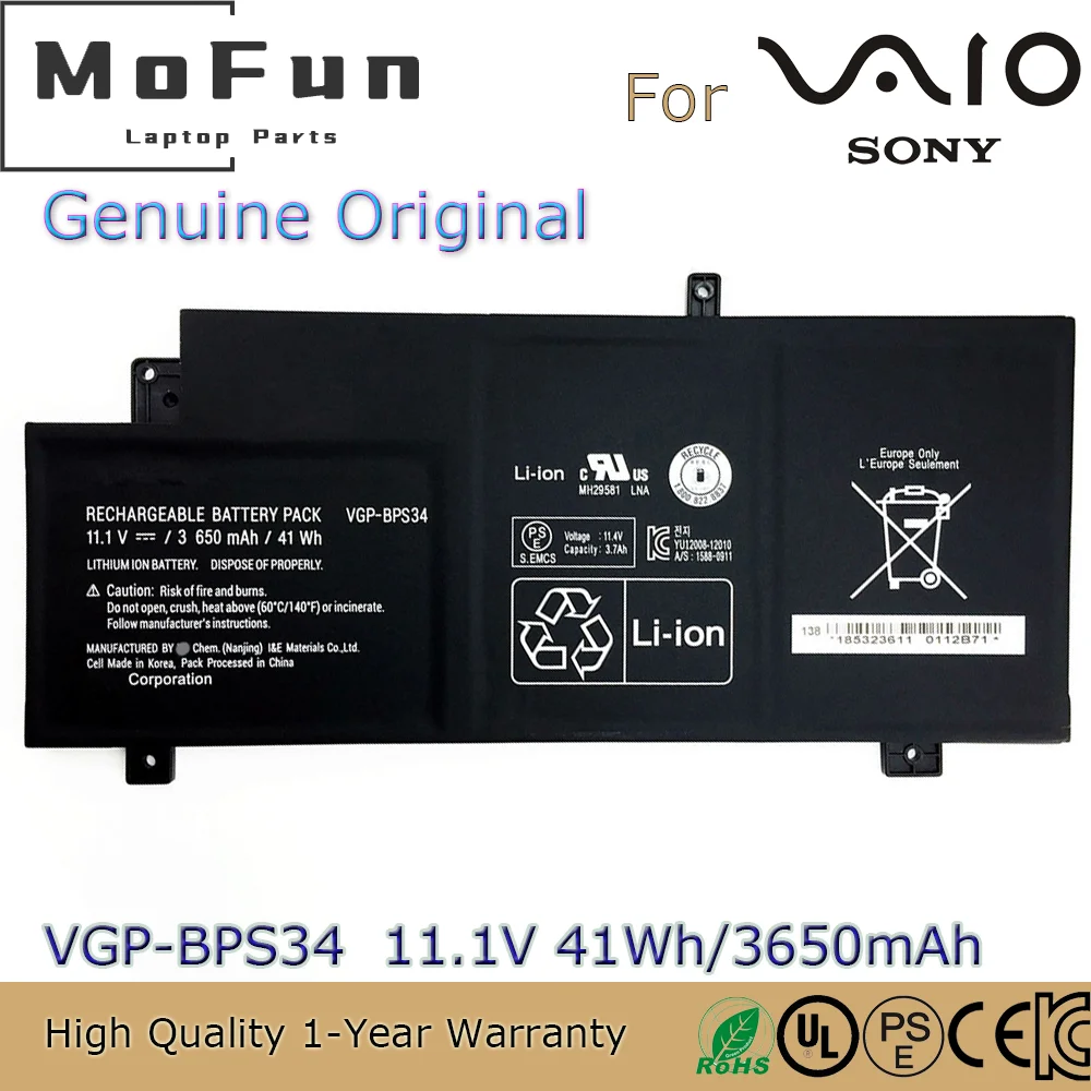 Brand New Original VGP-BPS34 11.1V 41Wh Laptop Battery for Sony Vaio SVF14AC1QL SVF15A17CLB SVF15AC1QL SVF14A