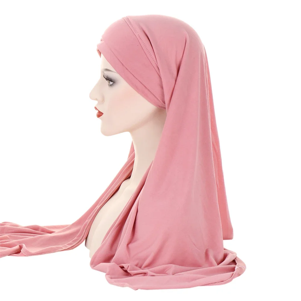 One Piece Amira Instant Hijab Scarf Muslim Women Pull On Ready Wear Scarf Shawl Islamic Turbante Headwrap Scarves Bandana Solid
