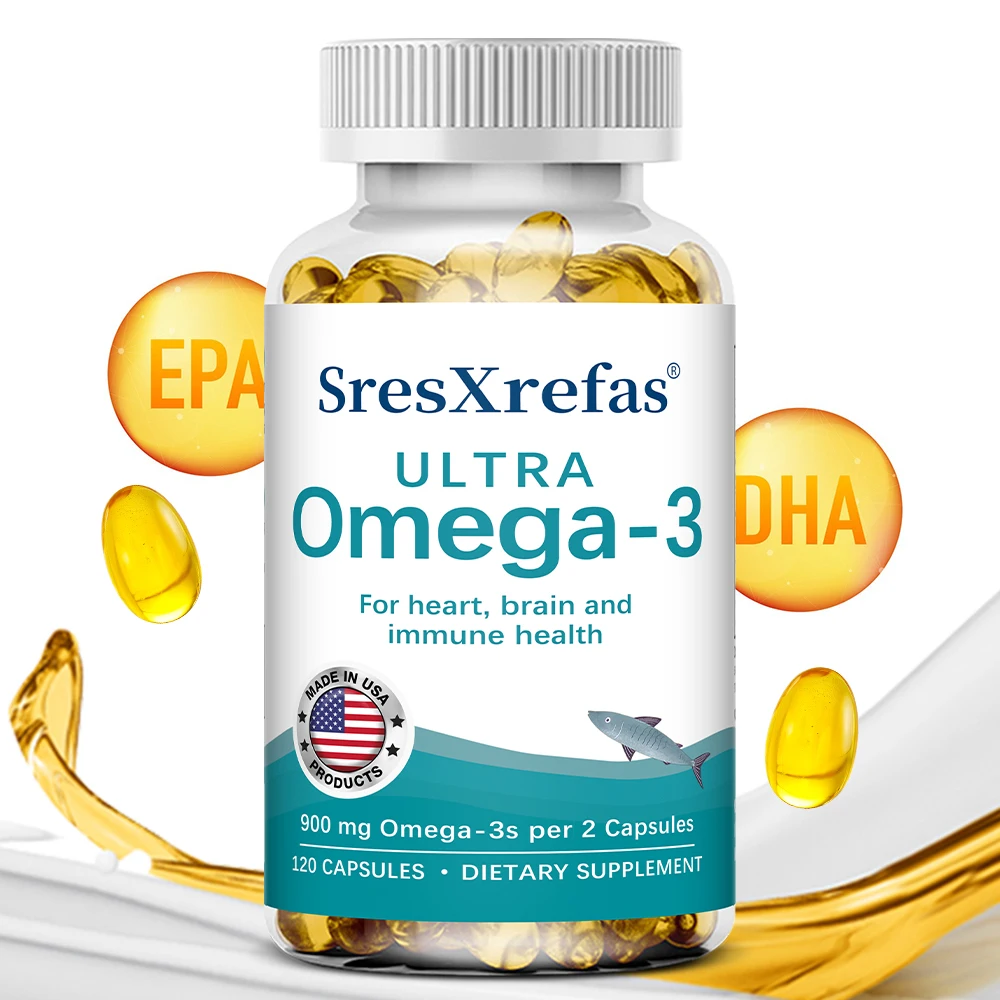 

Triple Strength Omega 3 Supplement Capsules for Women and Men - 900 Mg Omega-3 with EPA & DHA, Brain & Joint Health Support