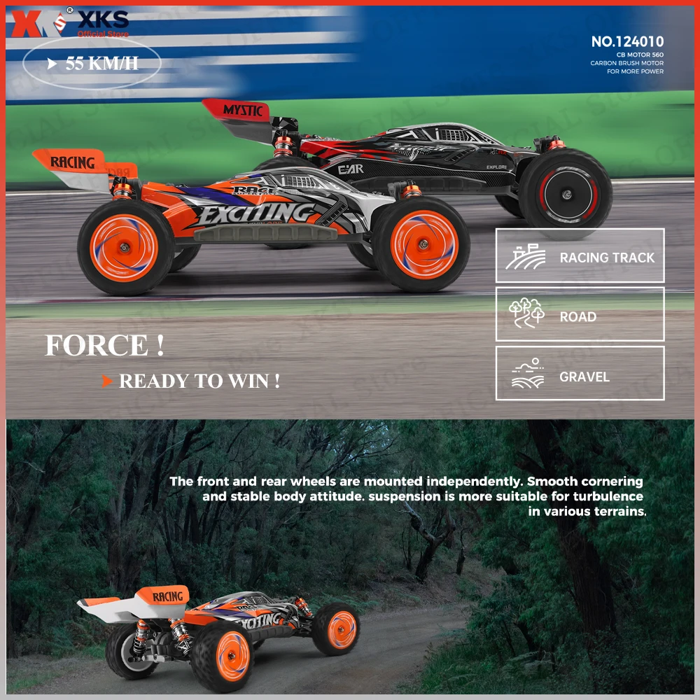 XKS Wltoys RC Auto 1/12 124010 V8 2.4G Racing Drift RC Auto 4WD 550 Motore 55 km/h Ad Alta Velocità di Controllo Remoto Auto Fuoristrada giocattoli