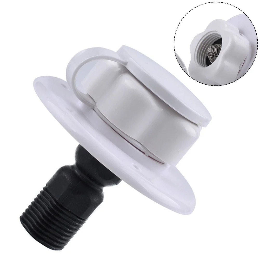 Secure Water Inlet for RVs Check Valve & 19mm Water Inlet Includes Stainless Steel Filter White Approx 3 Inch Length