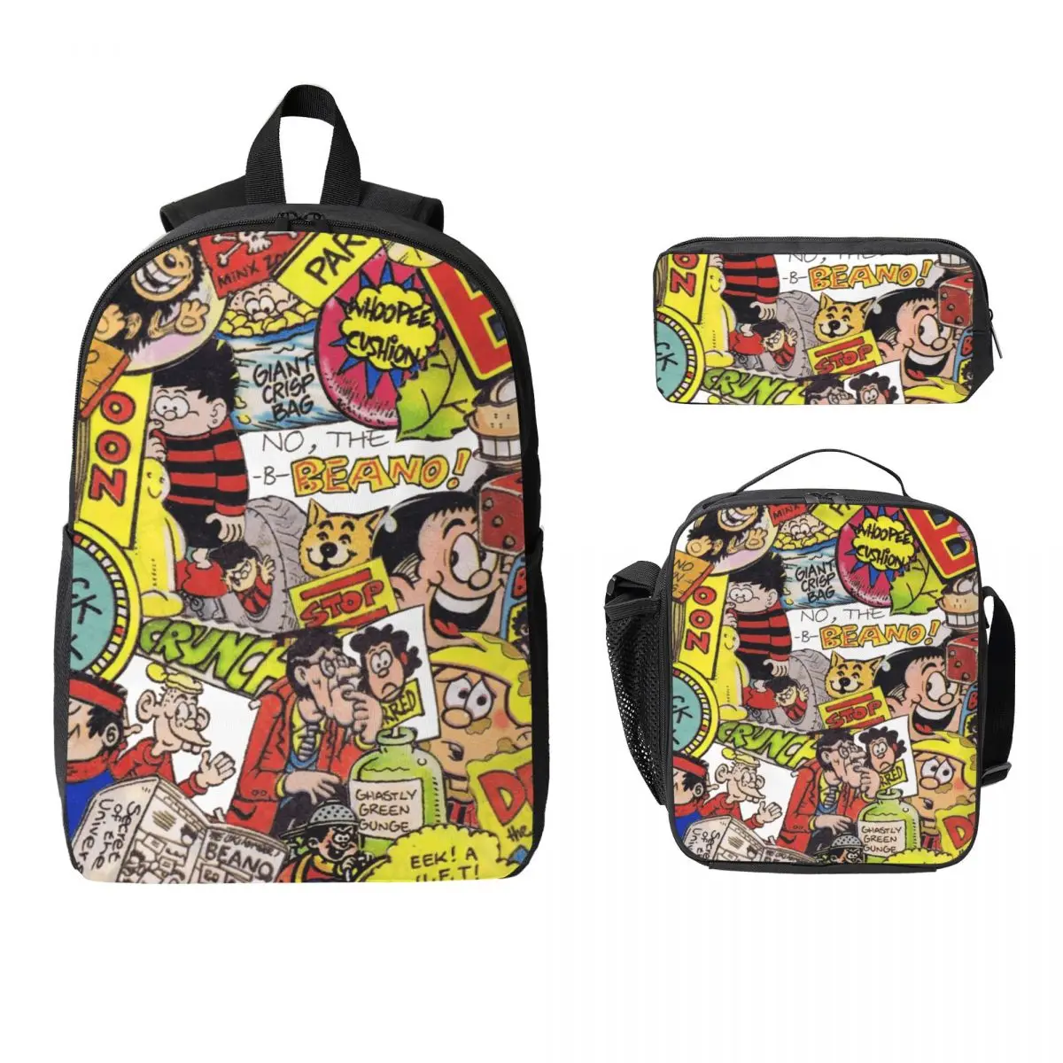 

Beano Backpack Student Boys Girls BookBag School Bag Laptop Shoulder Bags 3ps Insulated Lunch Bag Pencil Case