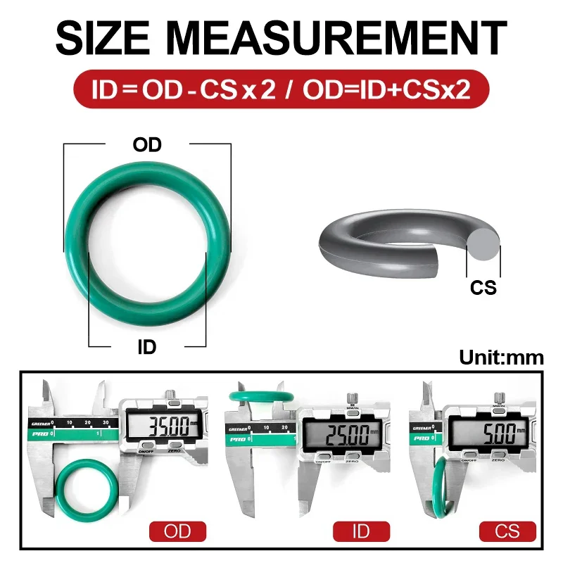 FKM O-Ring 1.8mm Cross Section OD 5.36-39.06mm Vitons Rubber Sealing Ring High Temperature Oil Resistant Gasket