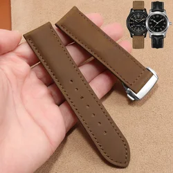 Genuine Leather watch band For Hamilton Kaqi Field Aviation  Oris Omega Frosted Folding Buckle Watch Chain 20mm 22mm  Strap