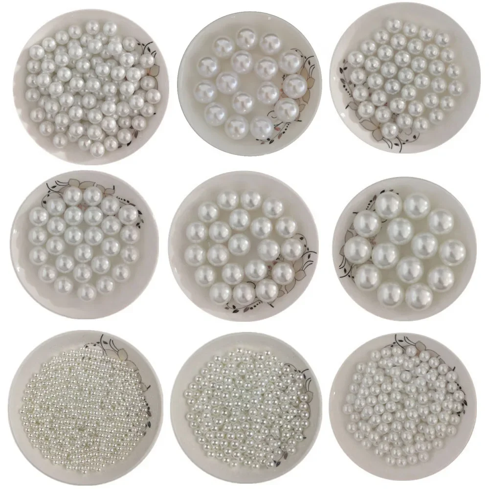 DIY white non-porous imitation pearl clothing decoration accessories jewelry handmade materials 4/20mm round loose beads