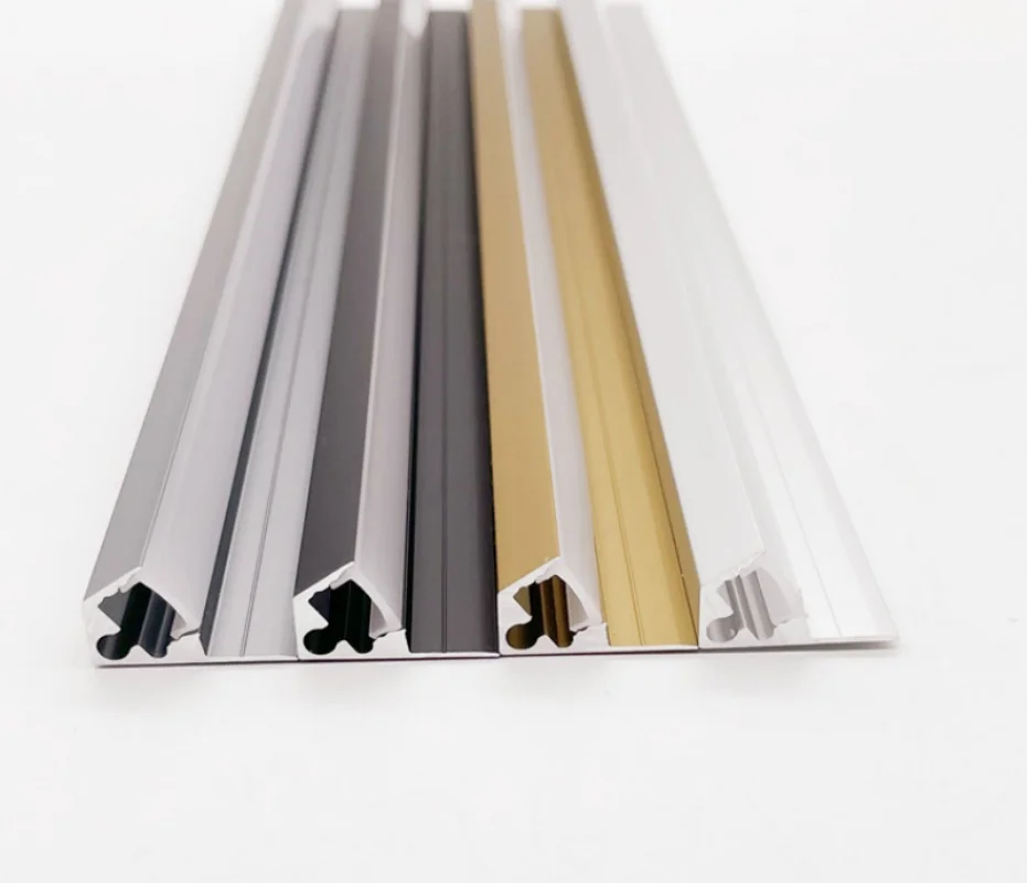 Ultra-Thin 45 Degree Oblique LED Cabinet Light Surface Mounted Invisible Diffuser Channel Layer Shelf Linear Strip Light