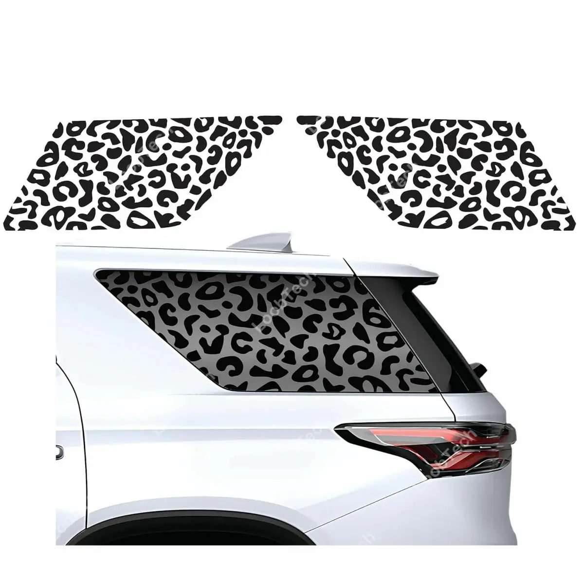 Pre-cut Leopard Cheetah Print Window Decals For Chevy Traverse 2018-2023 2Pcs Matte Black Window Trim Stickers