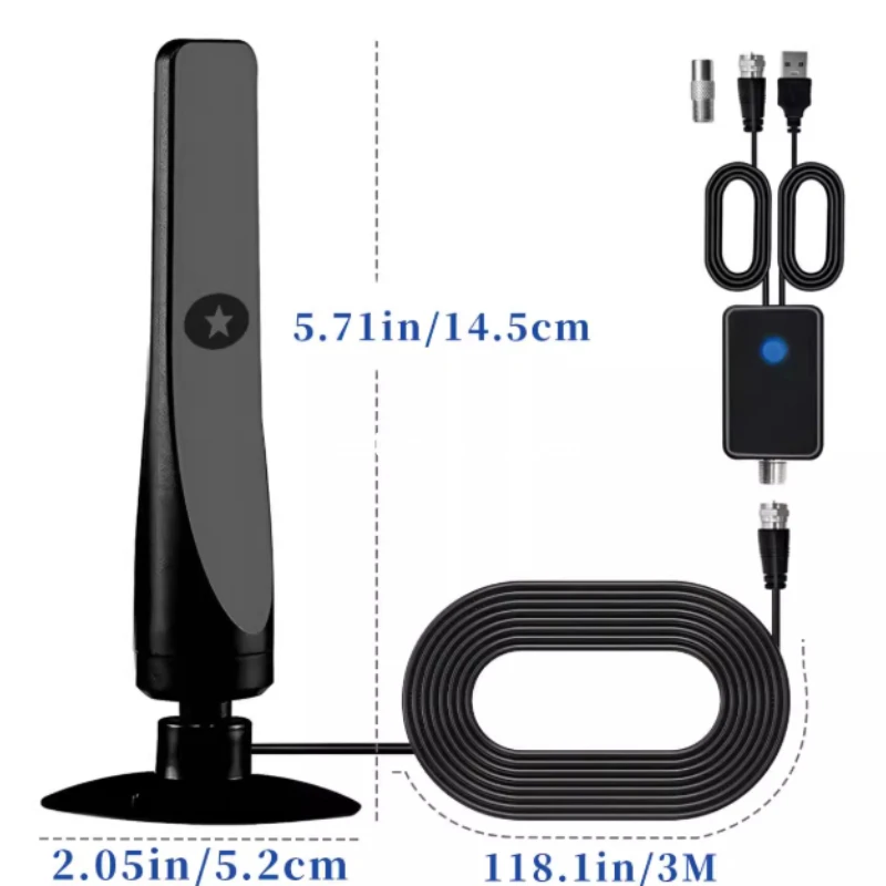

Телевизионная антенна высокой четкости DVB-T2 — портативная усиленная цифровая антенна, совместимая с внутренними и наружными часами
