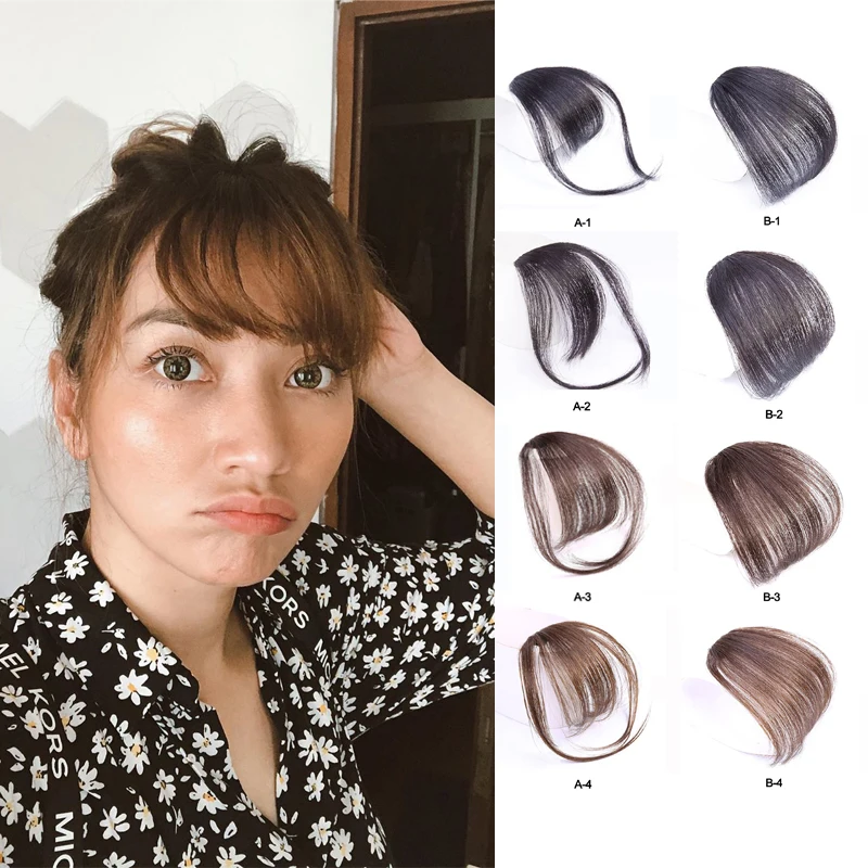 

Women's Synthetic Air Bangs Clip-In Front Neat Bang Hair Extension Mini Fake Hair Accessory for Quick Hair Style Change