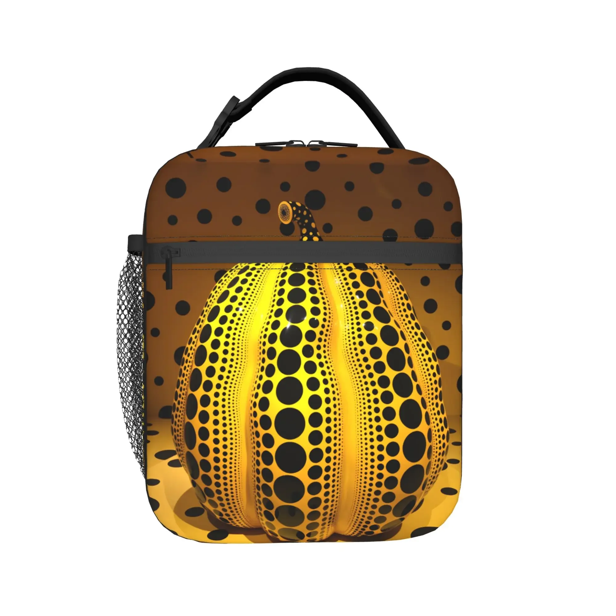 Yayoi Kusama Abstract Face Lunch Bag Travel Convenient Thermal Tote Handbags For Child  Oxford Designer Cooler Bag