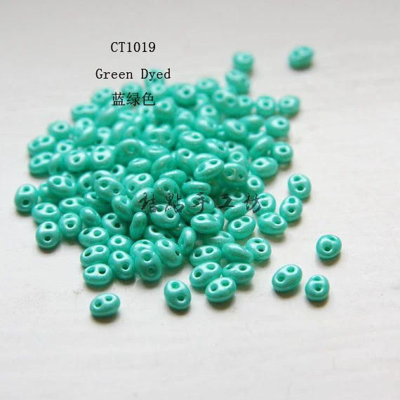 20 Grams Czech Twin 2-Hole Oval Glass Beads- Varies Colors 5x2.5mm (CT)