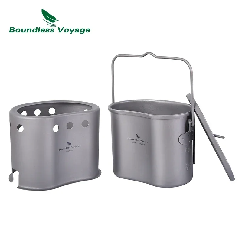 Imagem -04 - Boundless Voyage-titanium Conjunto de Panelas Outdoor Camping Pendurado Pot Fogão a Lenha Fornos de Carvão Fogão em Copa Cantina 0.8l