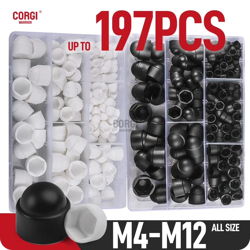 M4 M5 M6 M8 M10 M12 6 Sizes Bolt Covers Screw Cap Nylon Screw Covers Caps Hex Head Bolt Nuts Protection Assortment Kit Up To 197