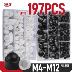 M4 M5 M6 M8 M10 M12 6 Sizes Bolt Covers Screw Cap Nylon Screw Covers Caps Hex Head Bolt Nuts Protection Assortment Kit Up To 197