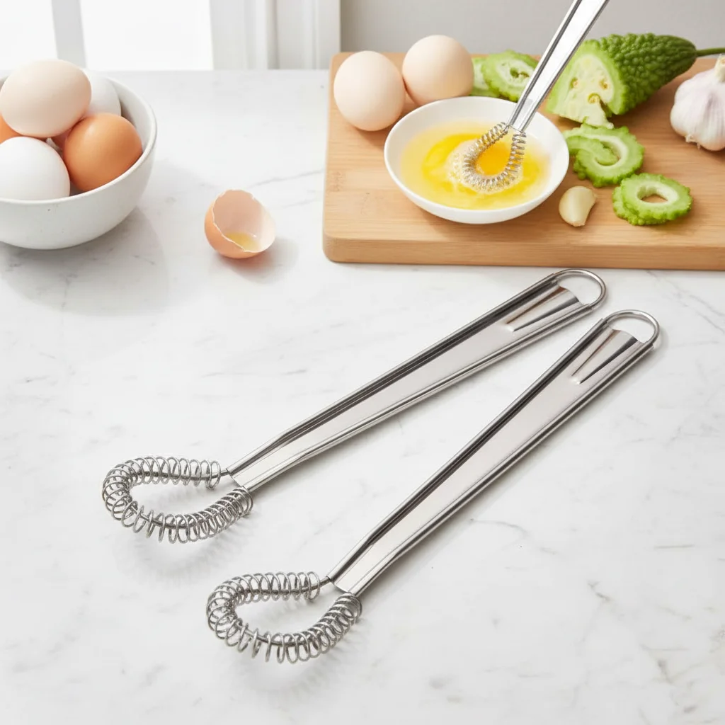 

Stainless Steel Manual Egg Beater Mini Whisk Handheld Kitchen Tool for Mixing Eggs