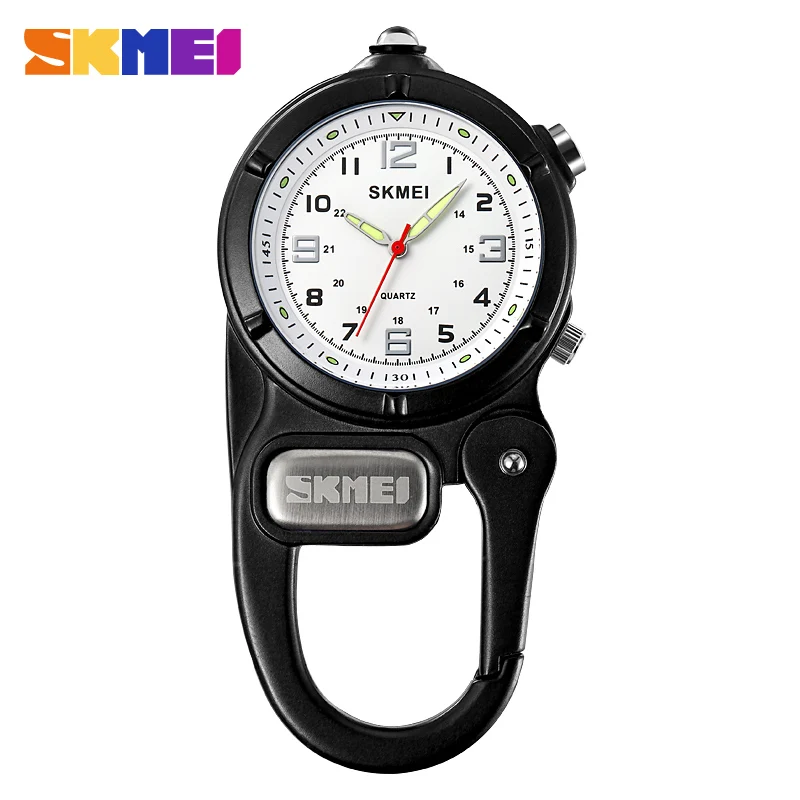 SKMEI Outdoor Quartz Movement Pocket Watch For Men Women LED Flashlight Mini Watches Male Portable Climbing Hiking Hanging Clock