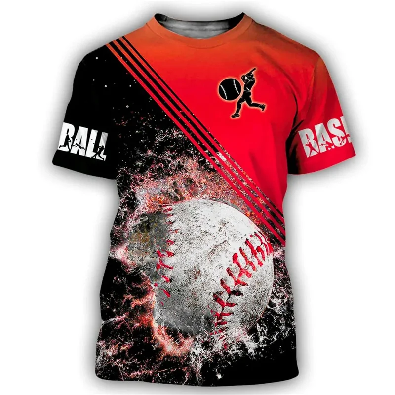 Men's 3D Baseball Printed T-shirt Summer Sports Short Sleeve Tops Casual Outdoor Fitness Oversized Tees Baseball Fans T Shirts