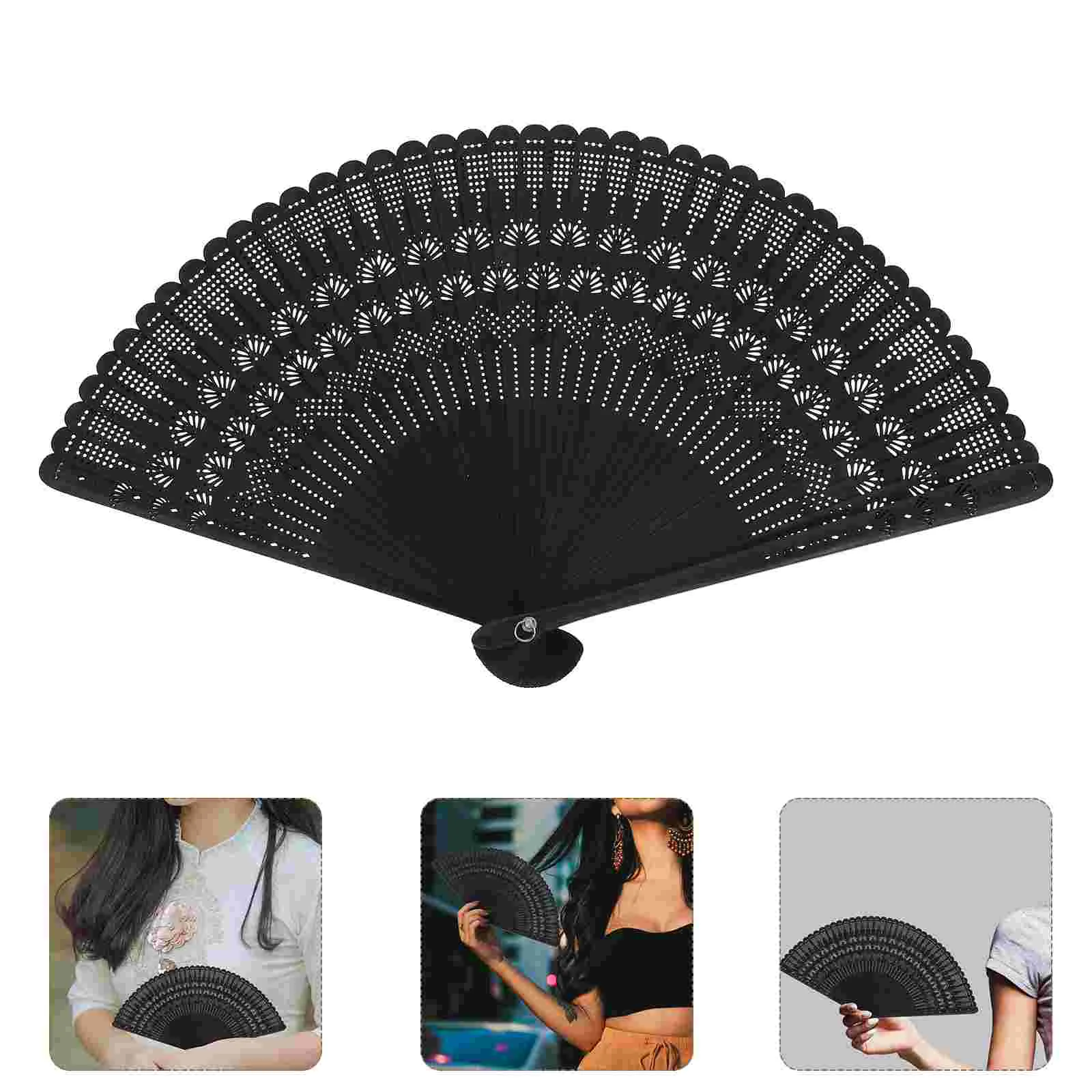 Hand Held Folding Fan Mens Gifts Rechargeable Portable Fans for Women Vintage Wooden Miss