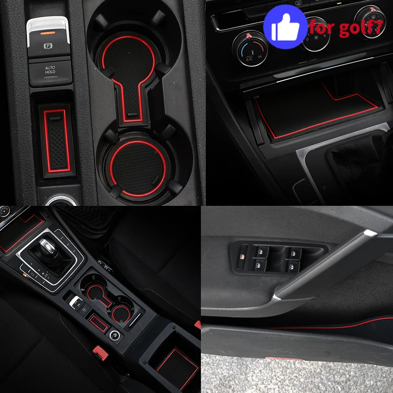 10Pcs Silicone Car Non-Slip Door Groove Mats Gate Slot Cup Pad Mat for Volkswagen VW Golf 7 7.5 MK7 MK7.5 2013-2020 Accessories