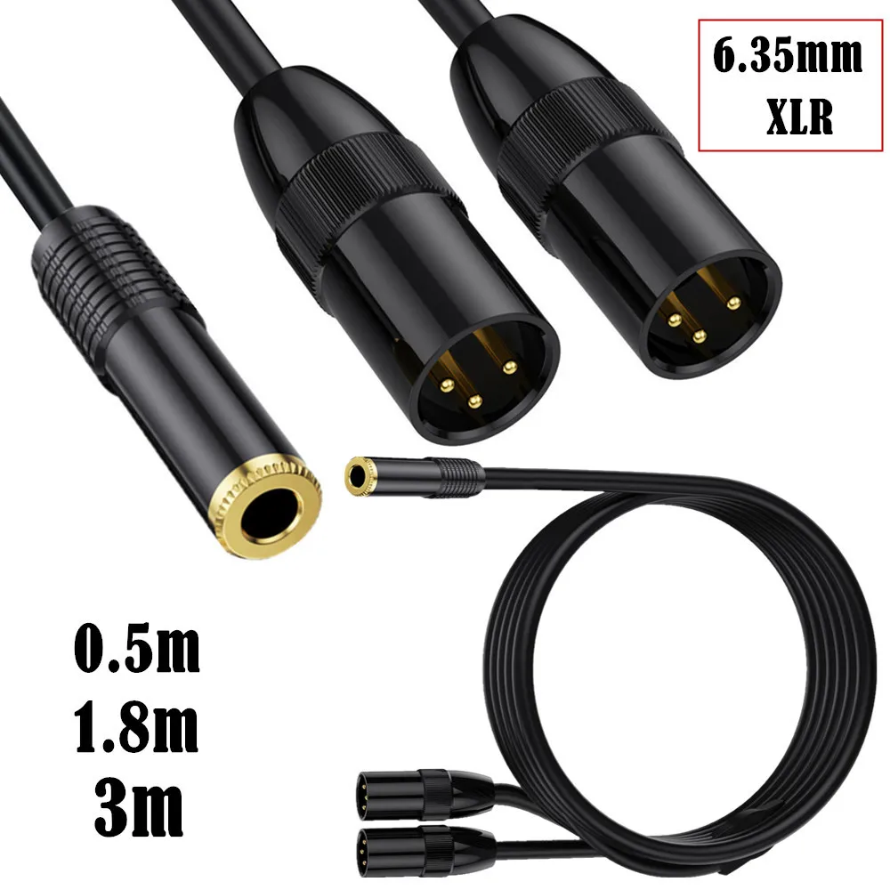 Dual XLR 3pin Male To Stereo 6.35mm Female Adapter Cable, Quarter-inch TRS To XLR 3-pin TO 6.5 Female Dual Channel