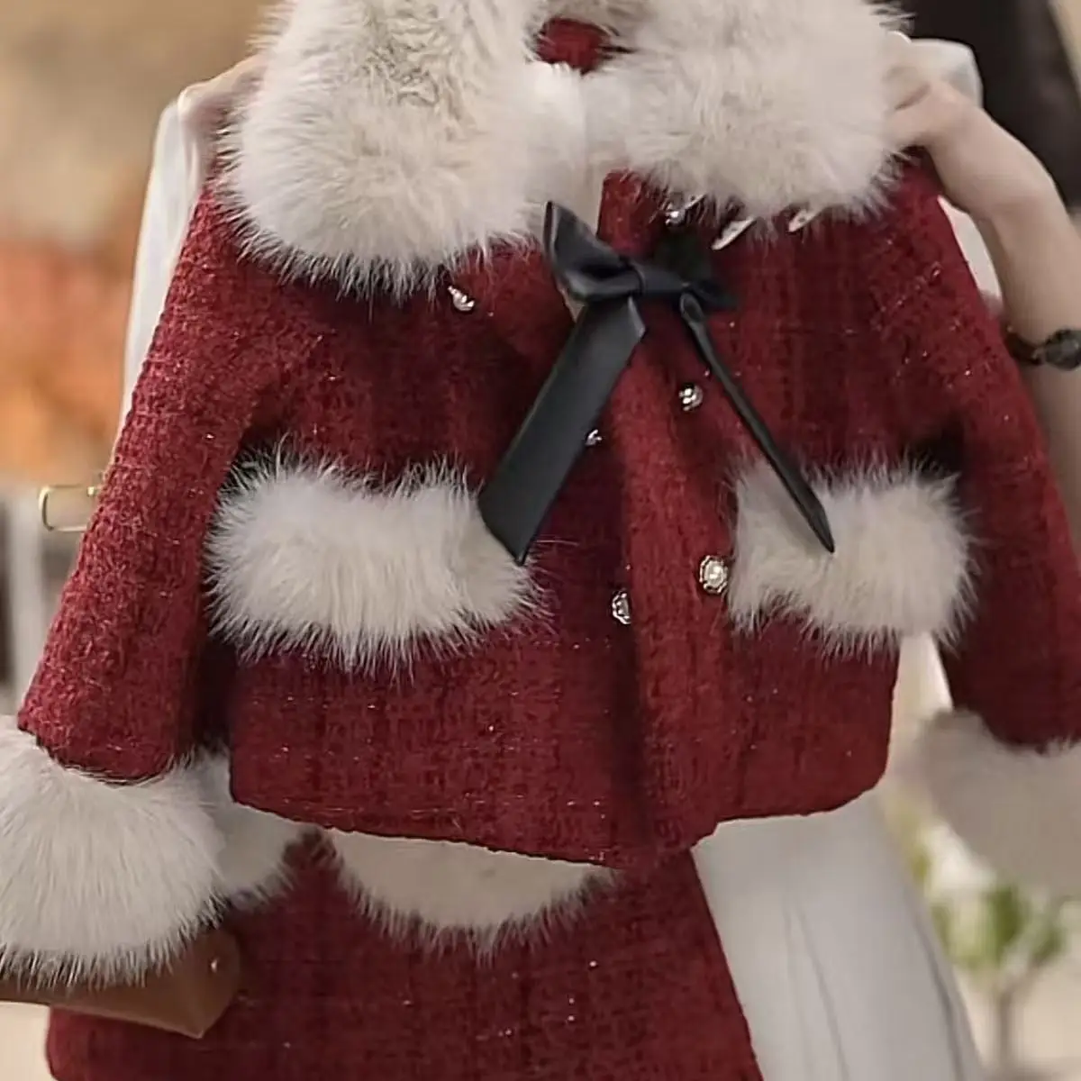 Girls' Winter Plush Coat 2025 New Fashionable Children's Girls' Thick Short Skirt Two Piece Set Kids Outfits