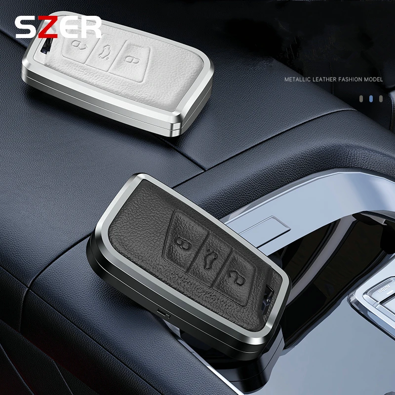 

Metal Leather Car Remote Key Case Cover For VW Volkseagen Passat B8 Magotan For Skoda Superb A7 Kodiaq Seat Protected Fob