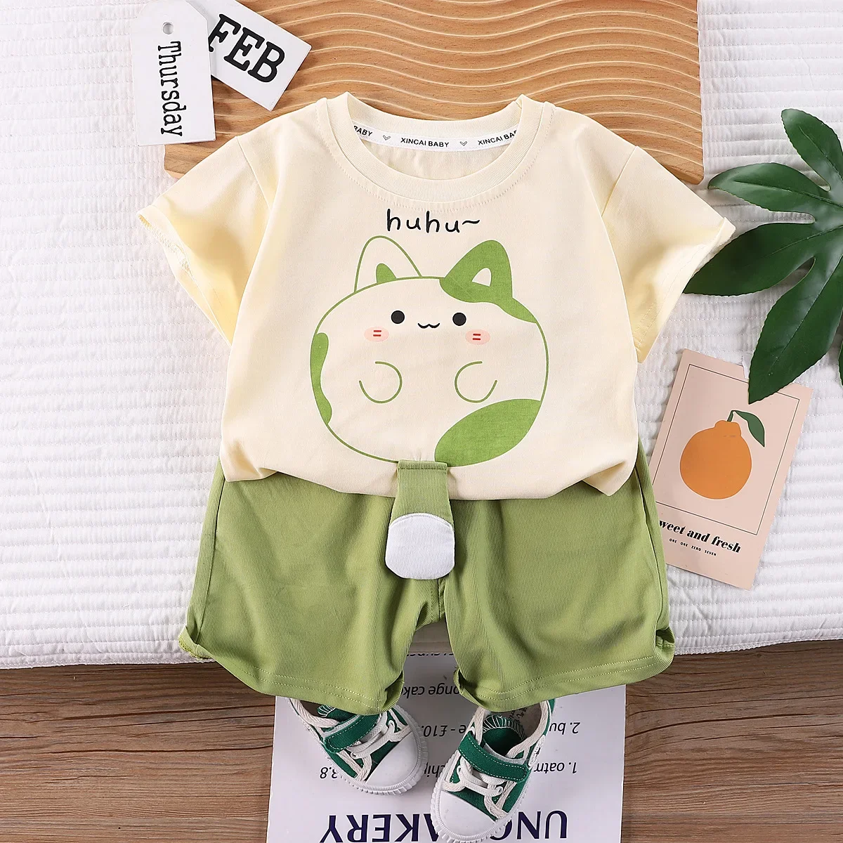 Kinderkleidungssets, Katzenmuster, kurzärmeliges Oberteil + Shorts, 2-teiliges Set, Kinderkleidung, Mädchen, Kleinkind, Mädchen, Kleinkind, Designerkleidung