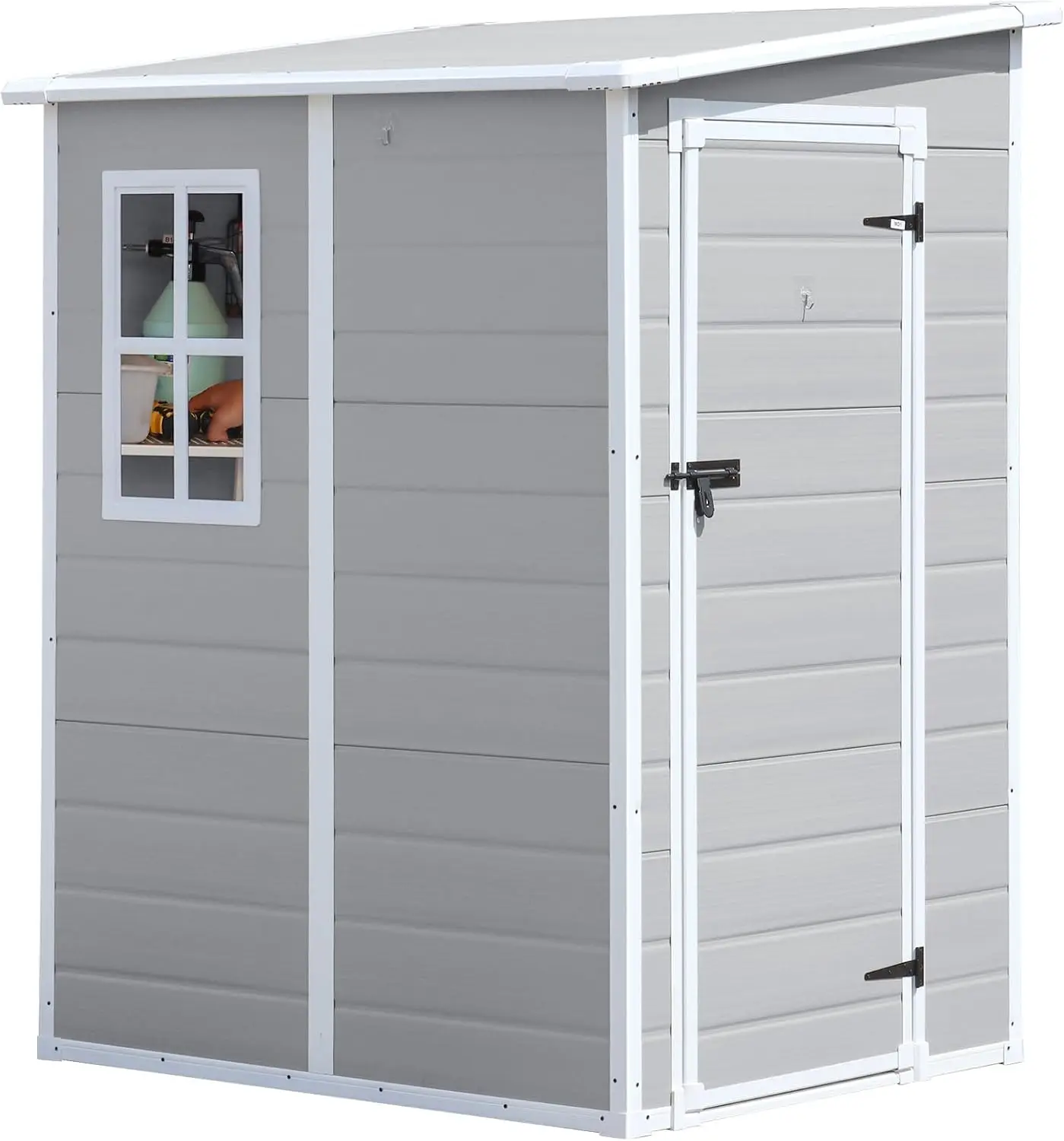 Resin Storage Shed with Floor 5x4 FT Light Gray Outdoor Garden Tool House, Customized - view 2
