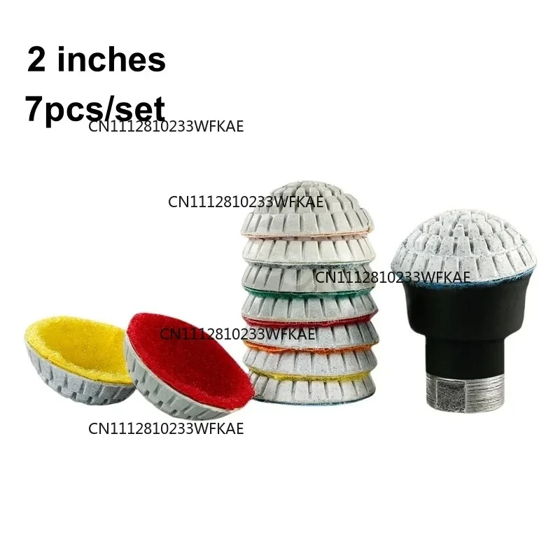 7PCS 2inch 43mm Diamond Convex Polishing Pads Bowl-Shaped Granite Stone Concrete Marble Polishing Grinding Discs with M10 Backer