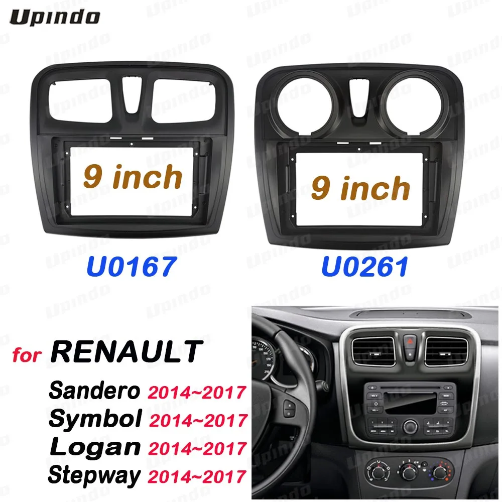 Car Accessories 2 Din 9 Inch Radio Fascia Panel Frame Dash board Mount Kit for Renault Dacia Logan Sandero Symbol Stepway 2012