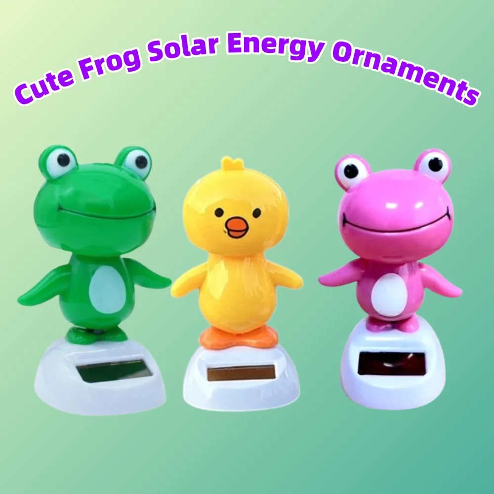 Cute Frog Solar Energy Car Interior Ornaments Doll Figurine Sway Model Automotive Car Interior Dashboard Sloth Swing Decorate