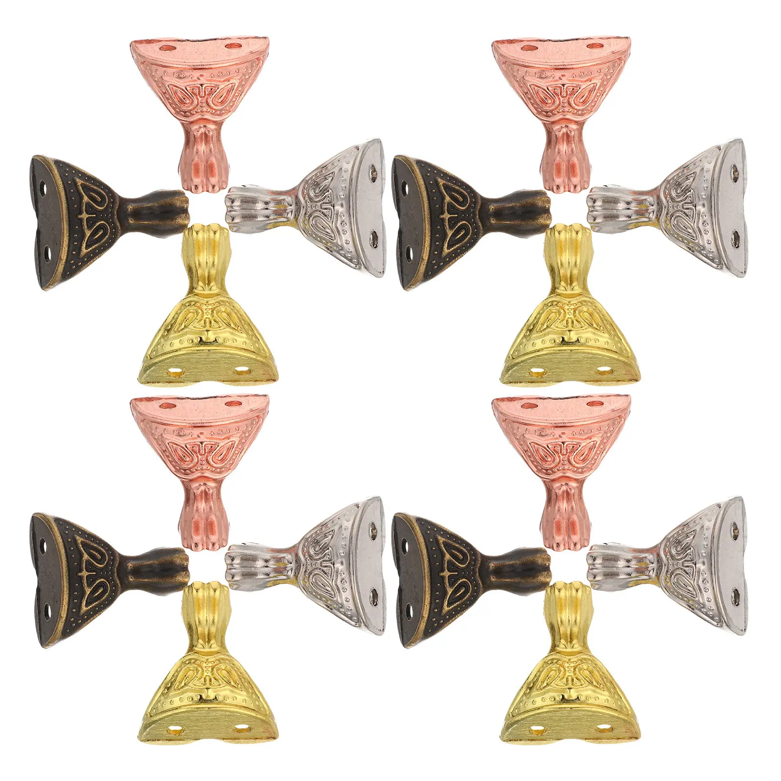 16Pcs Vintage Style Furniture Legs Bronze Finish Metal Feet for Chests Boxes Cabinets Decorative Corner Protectors Hardware