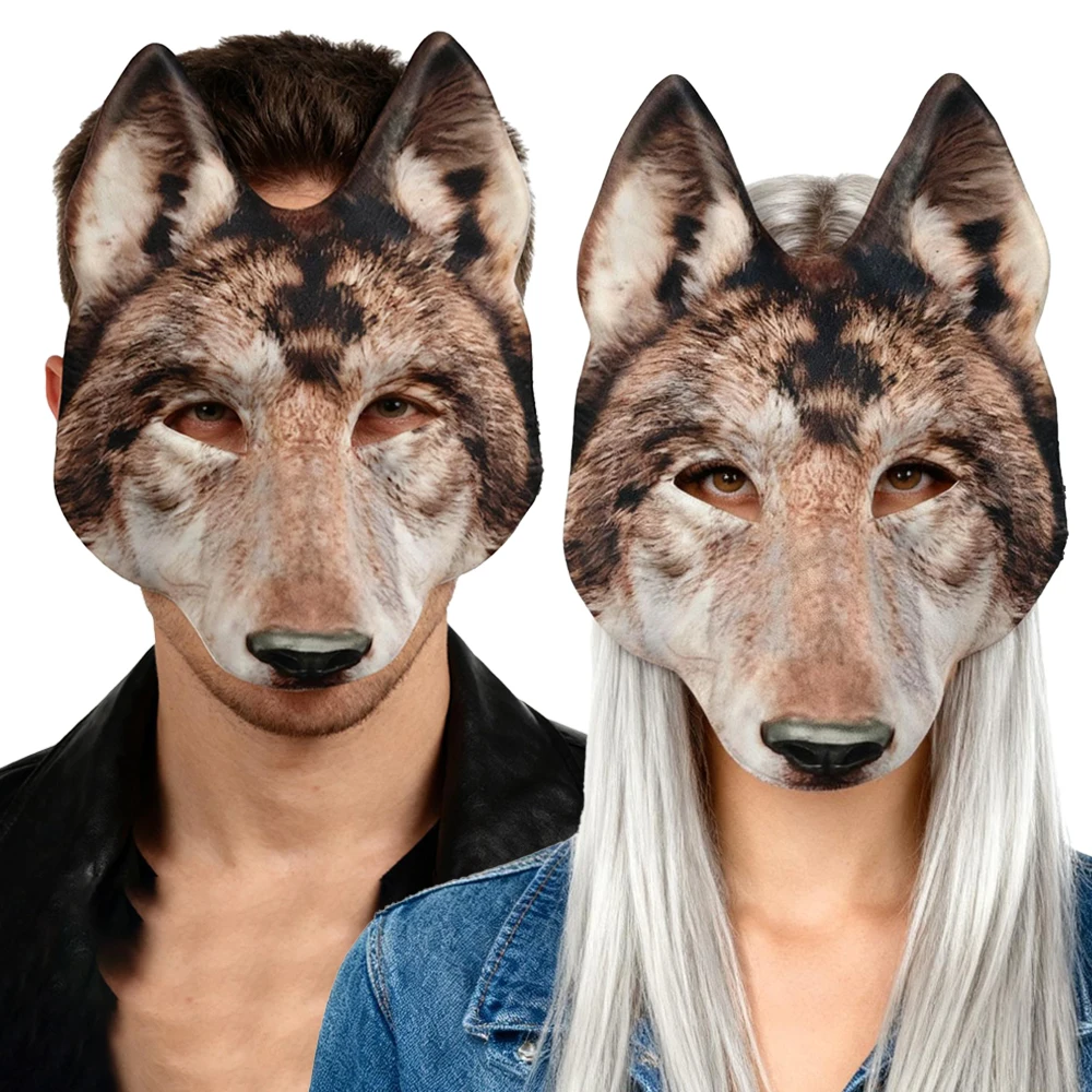 

Полумаска с изображением зверя и волка, косплей, оборотень с животными, женские и мужские маски Евы, карнавальное платье на Хэллоуин, реквизит для костюма для вечеринки