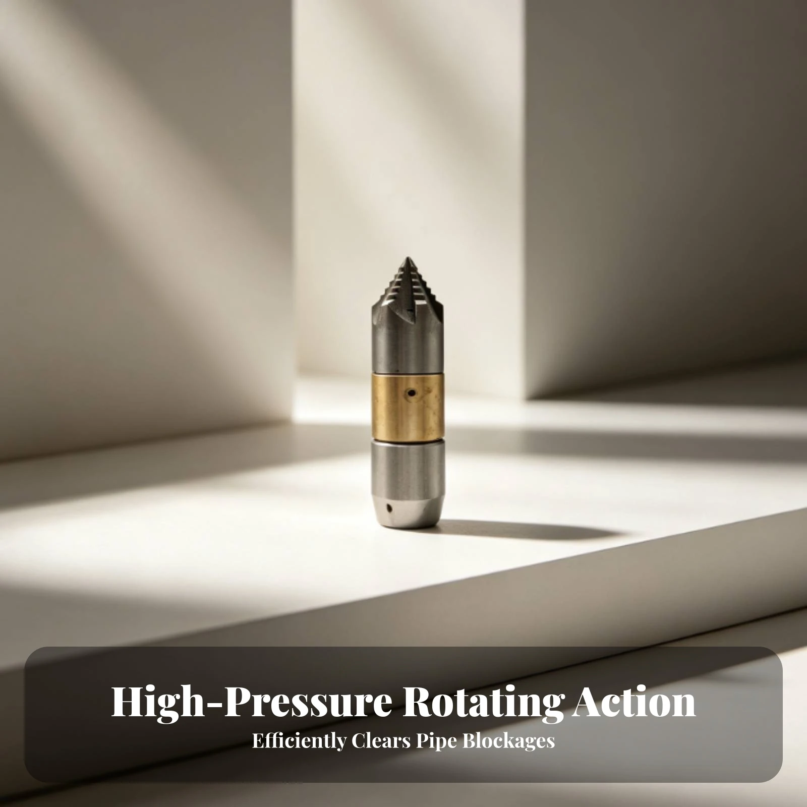Wear Resistant Rotating Spray Nozzle Plumbing Tool Rotating Nozzles Silver and Brass Colored Serrated Tip Drain Cleaning Nozzle view 3