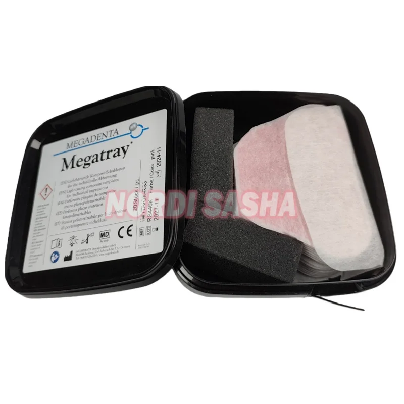 20Pcs/Box Megatray Dental Light-Cure Individual Tray Model Material Dental Light Curing Resin Sheet Base Tray Plate UV Cure Box